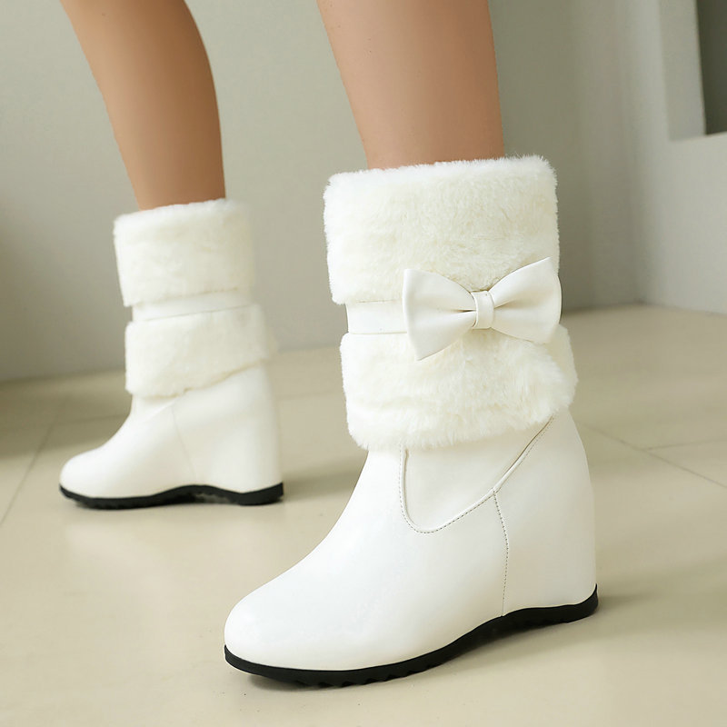 Snow Boot Fur Lined - Bottes d'hiver noires et blanches pour