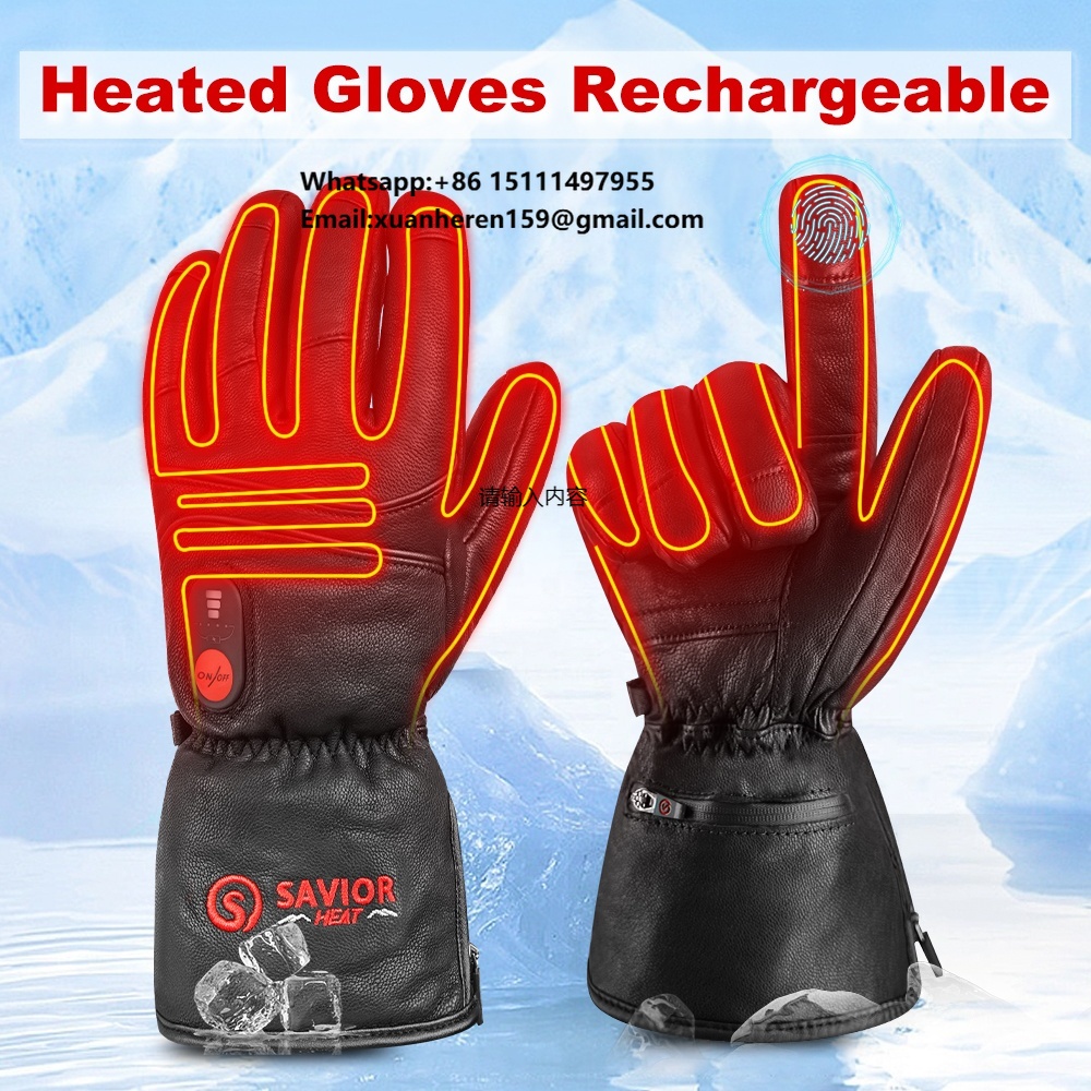 Heated Gloves Electric - Gants chauffants en cuir pour hommes