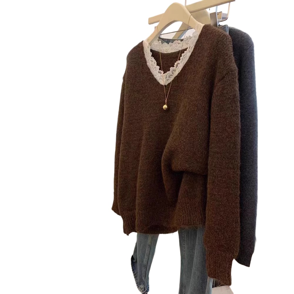 Winter Clothing Colors 2026 - Pull en tricot à dentelle contrastant