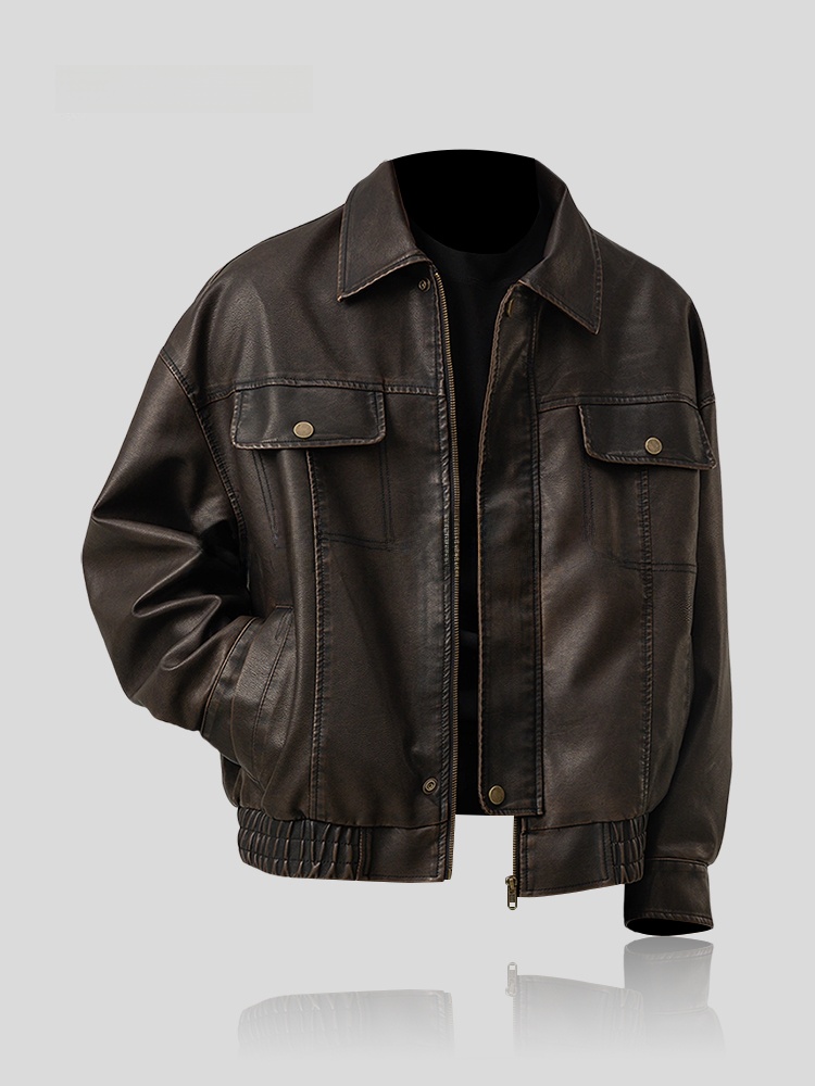 Winter Sun Clothing - Veste en cuir ample tendance pour