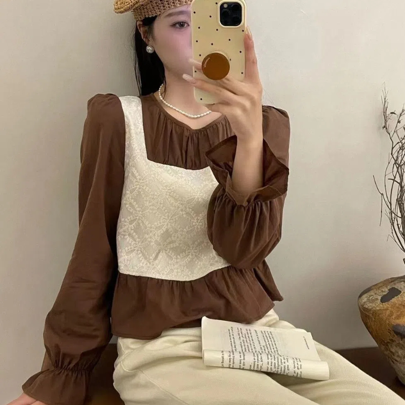 Winter Clothing In French - Ins-Faux Deux Chemises de Style Coréen,
