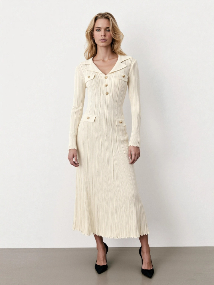 Nouvelle robe longue en tricot - Winter Clothing In French avis et prix