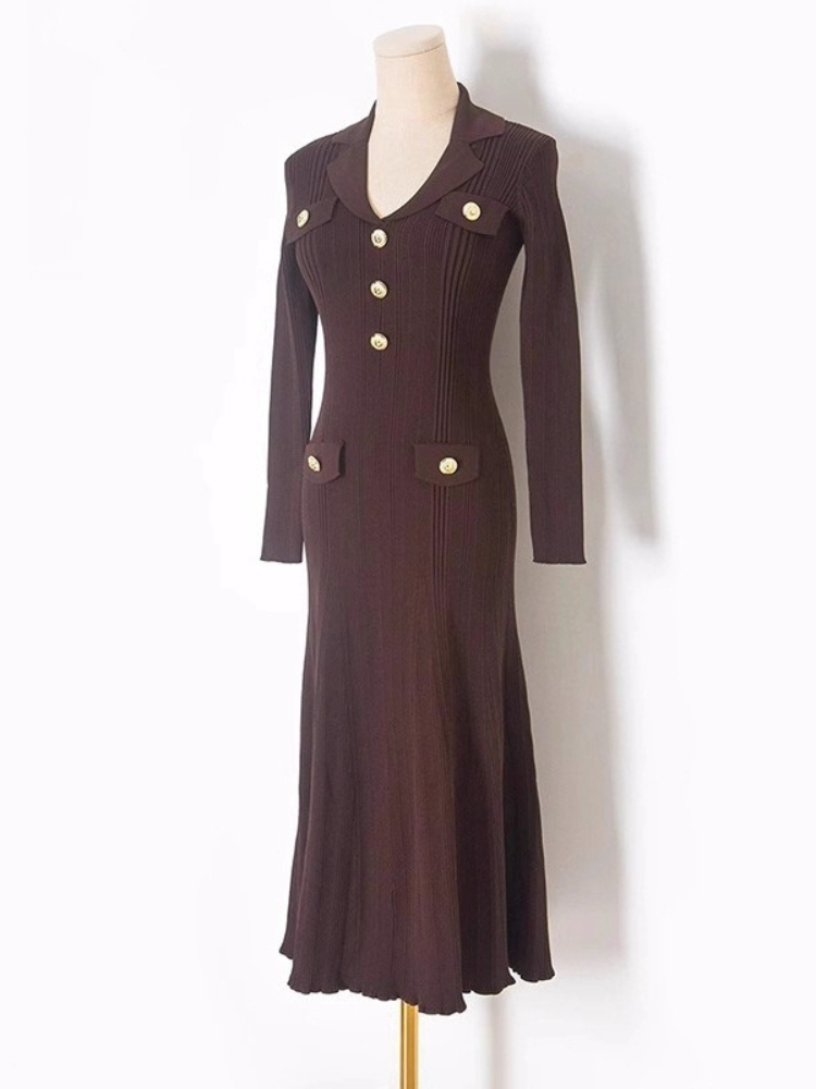 Nouvelle robe longue en tricot - Winter Clothing In French avis et prix