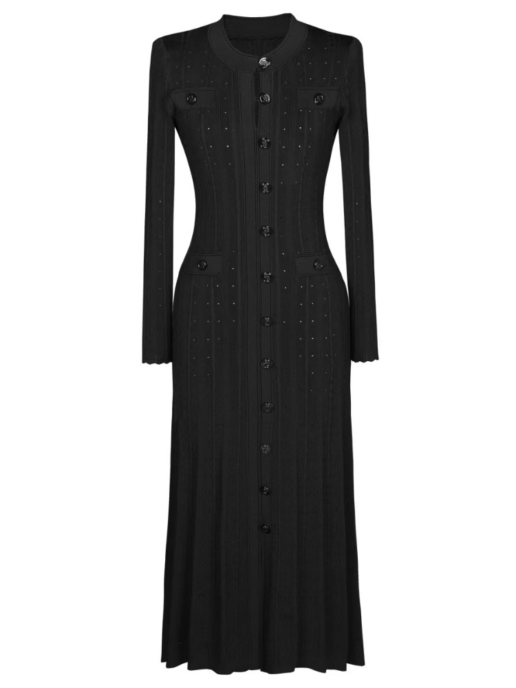 Robe à col rond et manches lon - Winter Clothing In French avis et prix
