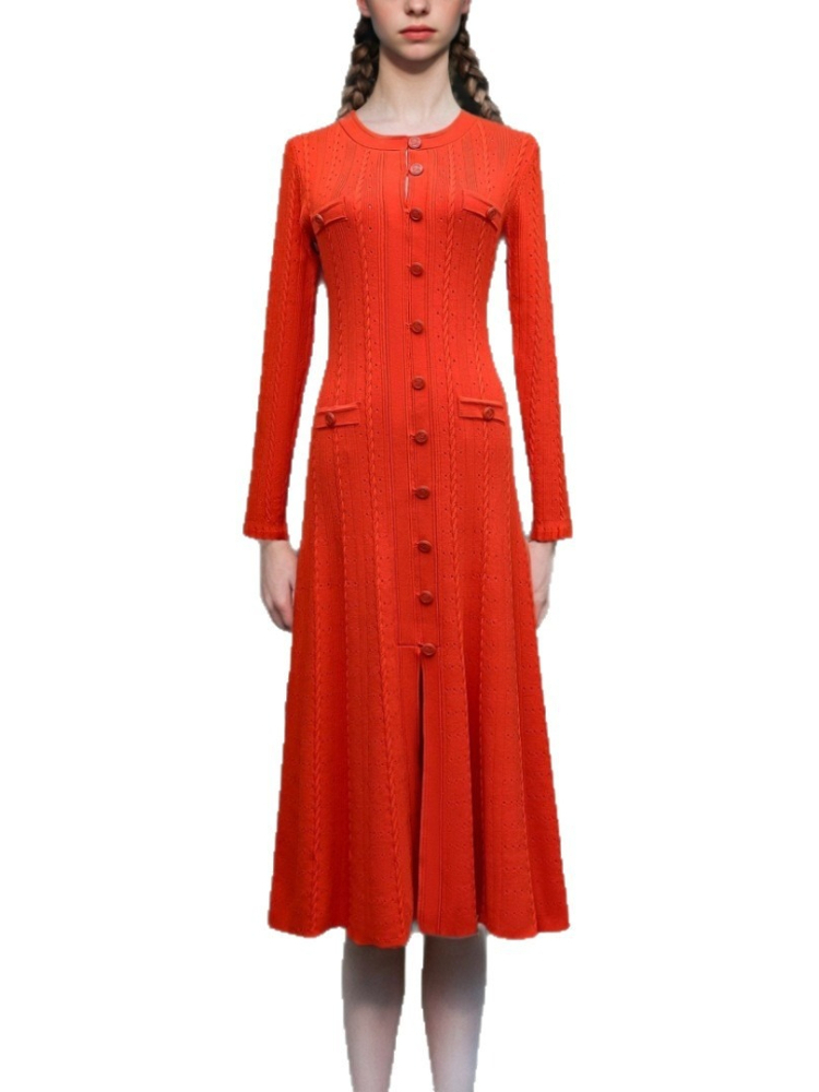 Robe à col rond et manches lon - Winter Clothing In French avis et prix
