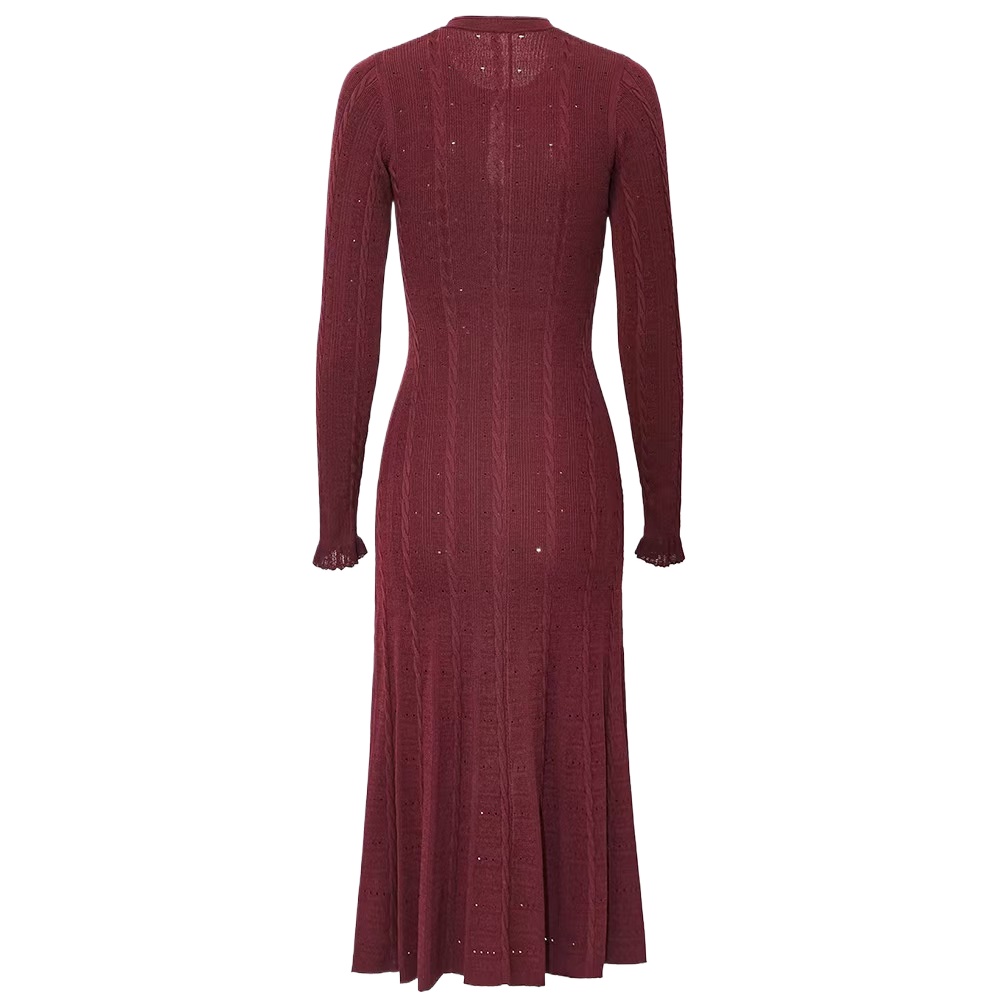 Robe à col rond et manches lon - Winter Clothing In French avis et prix
