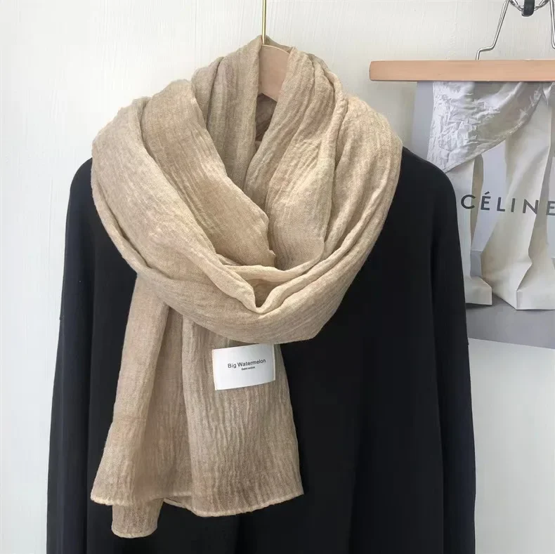 Écharpe en coton et lin super  - Winter Clothing Accessories avis et prix